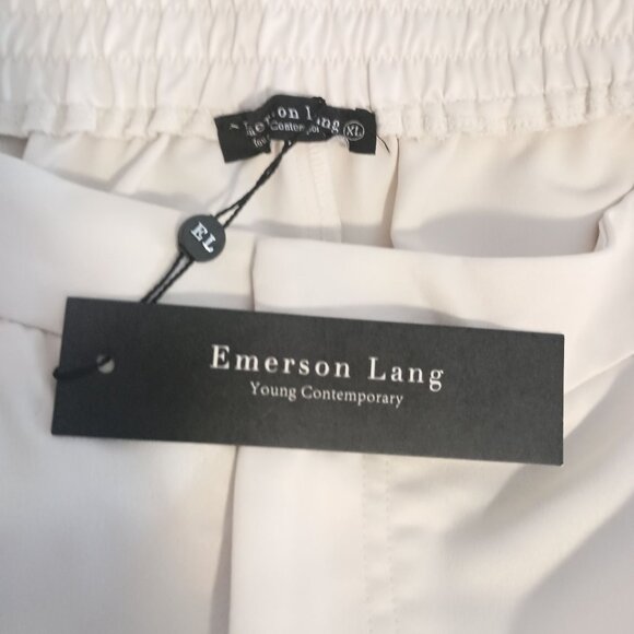 Emerson Lang Satin Wide Leg Cargo Pants XL Champagne 100% Polyester NWT - Picture 2 of 6